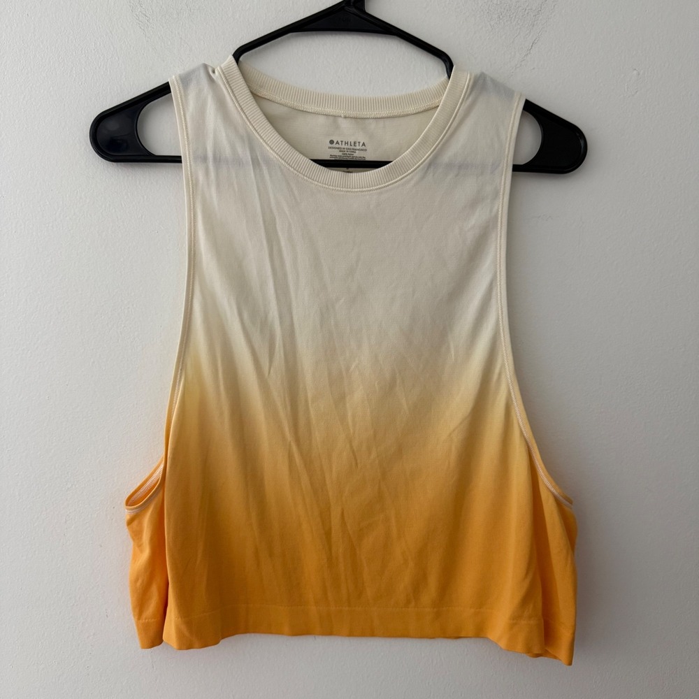 Athleta Womens Yellow White Ombre Muscle Tank Top Size Small 569900-02